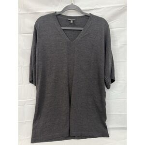 Eileen Fisher Sweater Womens‎ Sz M Dark Gray 100% Merino Wool Pullover V-Neck